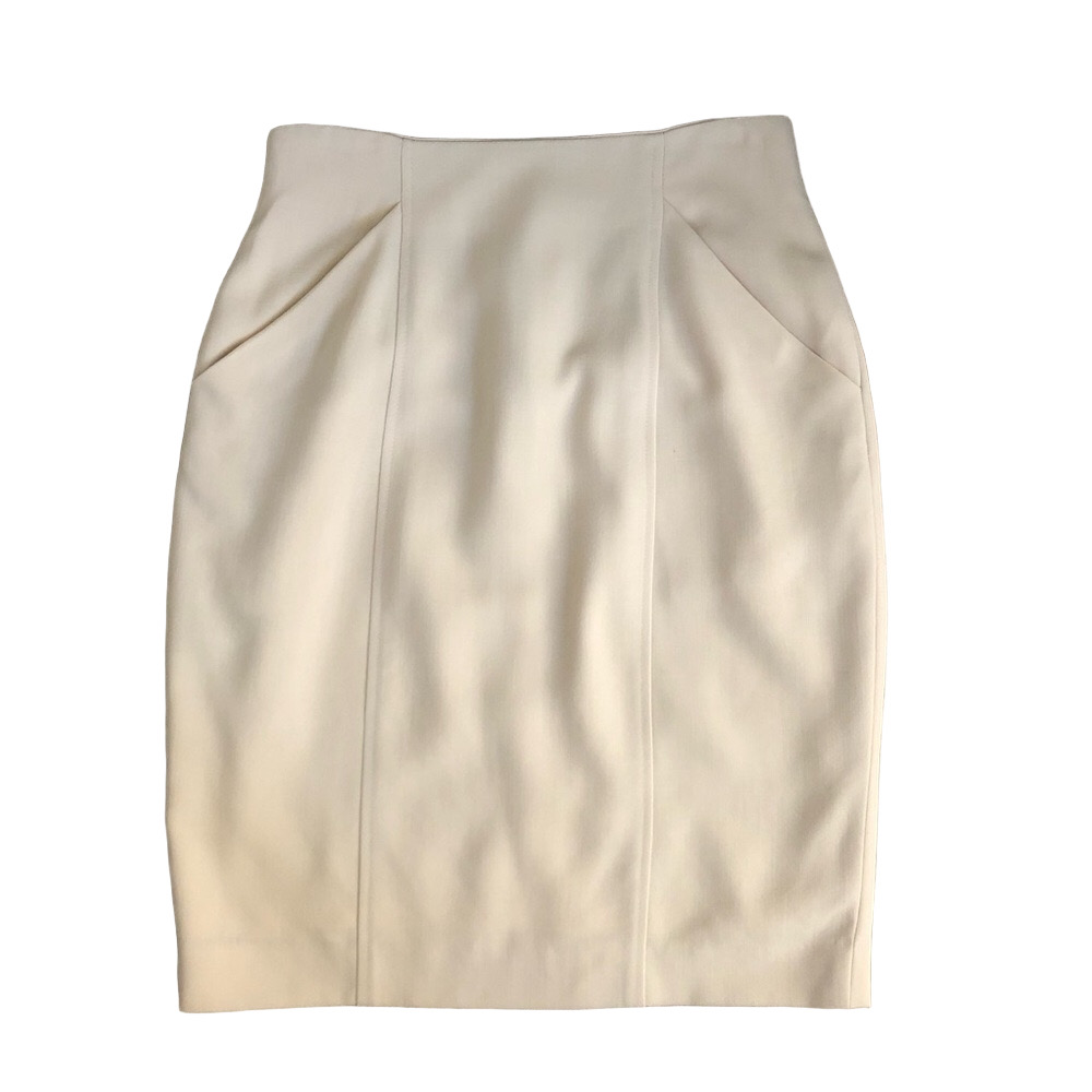 Vintage 80’s Wool Pencil Skirt Dana Buchman size 8 Cream Color